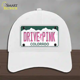 Drive Pink Colorado Novelty License Plate Hat Unconstructed Cotton / White