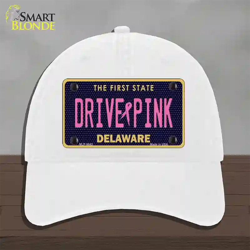 Drive Pink Delaware Novelty License Plate Hat Unconstructed Cotton / White