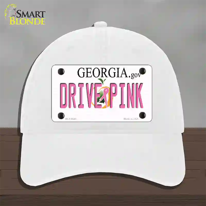 Drive Pink Georgia Novelty License Plate Hat Unconstructed Cotton / White