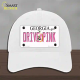 Drive Pink Georgia Novelty License Plate Hat Unconstructed Cotton / White