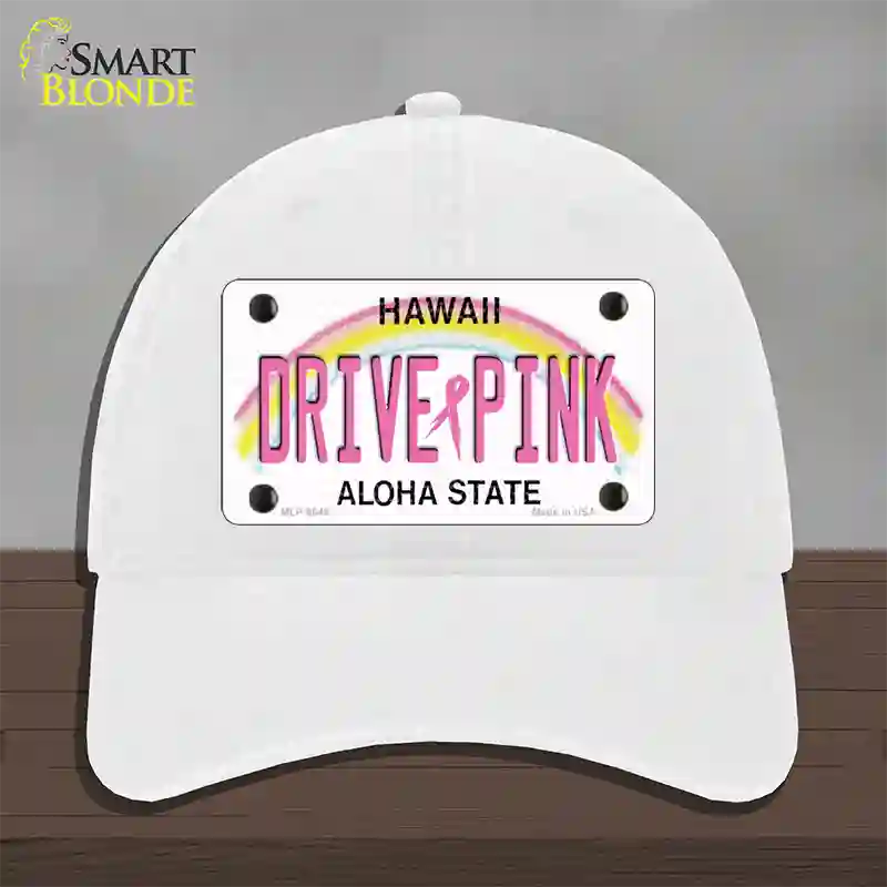 Drive Pink Hawaii Novelty License Plate Hat Unconstructed Cotton / White