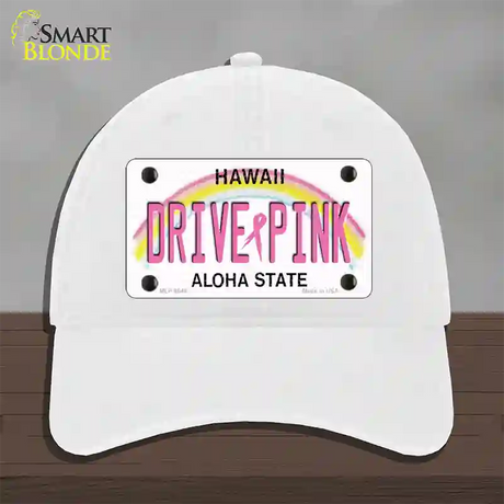 Drive Pink Hawaii Novelty License Plate Hat Unconstructed Cotton / White