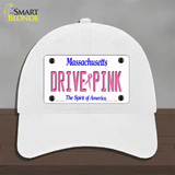 Drive Pink Massachusetts Novelty License Plate Hat Unconstructed Cotton / White