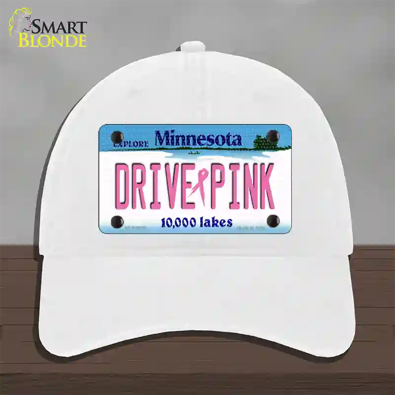 Drive Pink Minnesota Novelty License Plate Hat Unconstructed Cotton / White