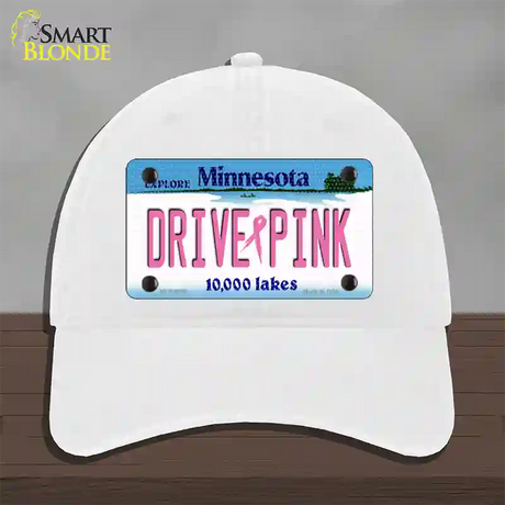 Drive Pink Minnesota Novelty License Plate Hat Unconstructed Cotton / White