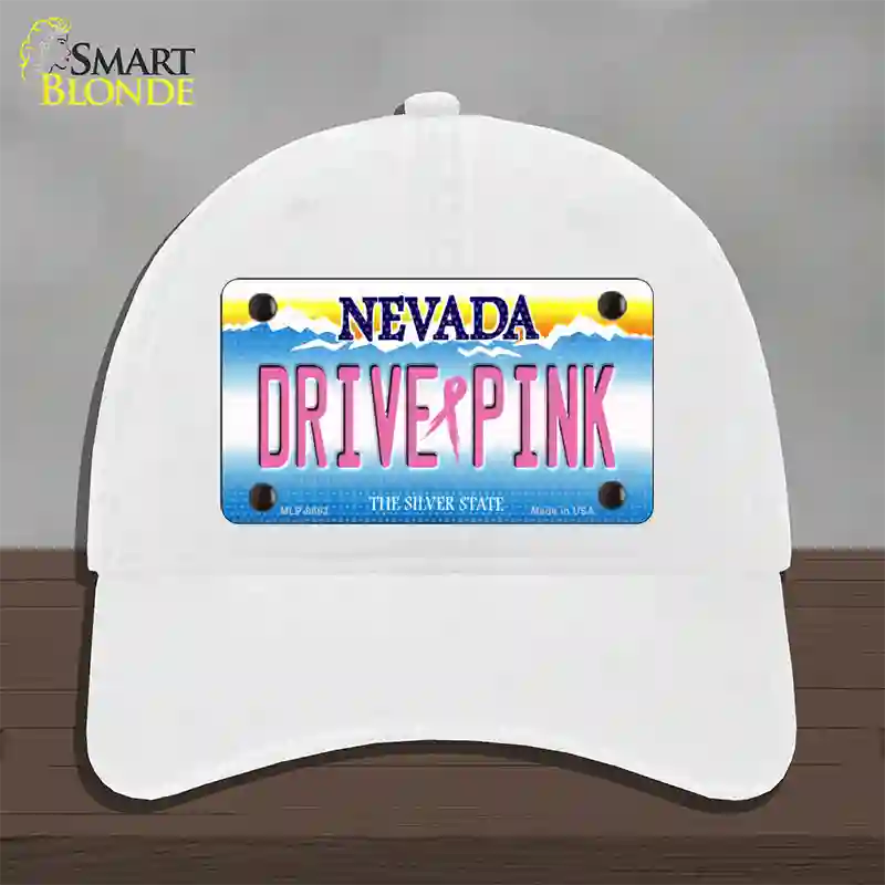 Drive Pink Nevada Novelty License Plate Hat Unconstructed Cotton / White