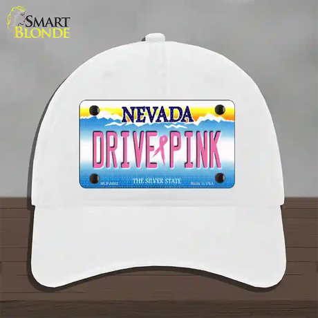 Drive Pink Nevada Novelty License Plate Hat Unconstructed Cotton / White