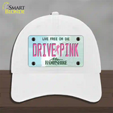 Drive Pink New Hampshire Novelty License Plate Hat Unconstructed Cotton / White