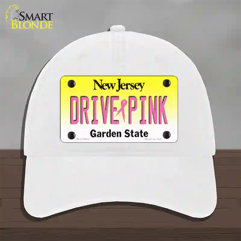 Drive Pink New Jersey Novelty License Plate Hat Unconstructed Cotton / White