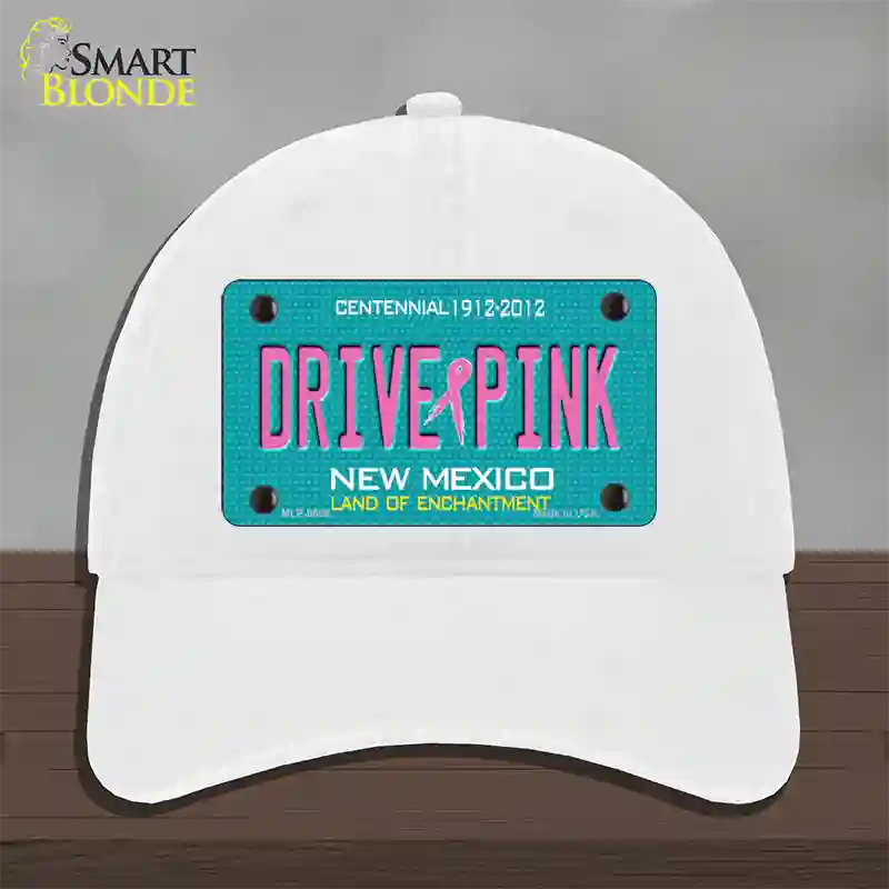 Drive Pink New Mexico Novelty License Plate Hat Unconstructed Cotton / White