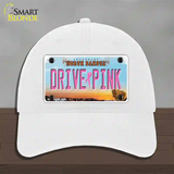 Drive Pink North Dakota Novelty License Plate Hat Unconstructed Cotton / White