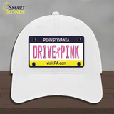 Drive Pink Pennsylvania Novelty License Plate Hat Unconstructed Cotton / White