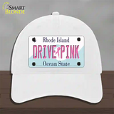 Drive Pink Rhode Island Novelty License Plate Hat Unconstructed Cotton / White