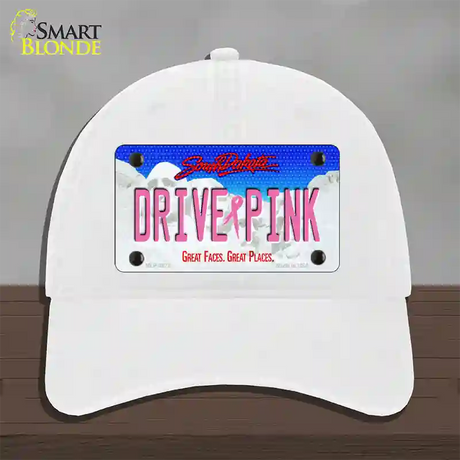 Drive Pink South Dakota Novelty License Plate Hat Unconstructed Cotton / White