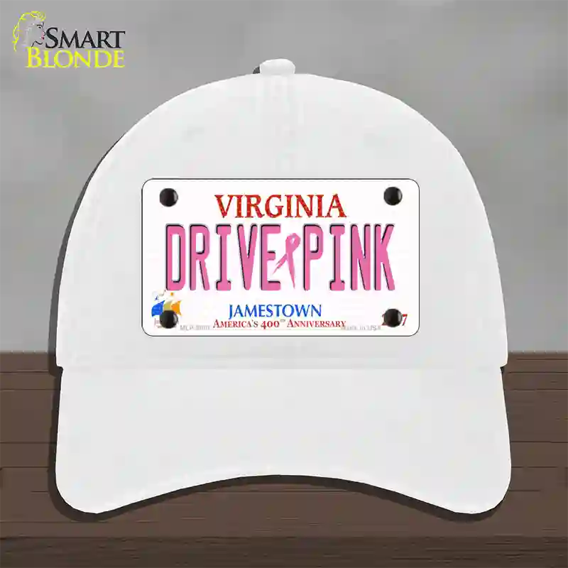 Drive Pink Virginia Novelty License Plate Hat Unconstructed Cotton / White