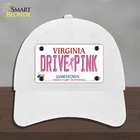 Drive Pink Virginia Novelty License Plate Hat Unconstructed Cotton / White