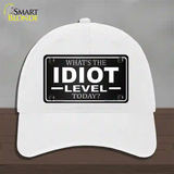 Idiot Level Novelty License Plate Hat Unconstructed Cotton / White