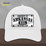 Property Of Arkansas Novelty License Plate Hat Unconstructed Cotton / White