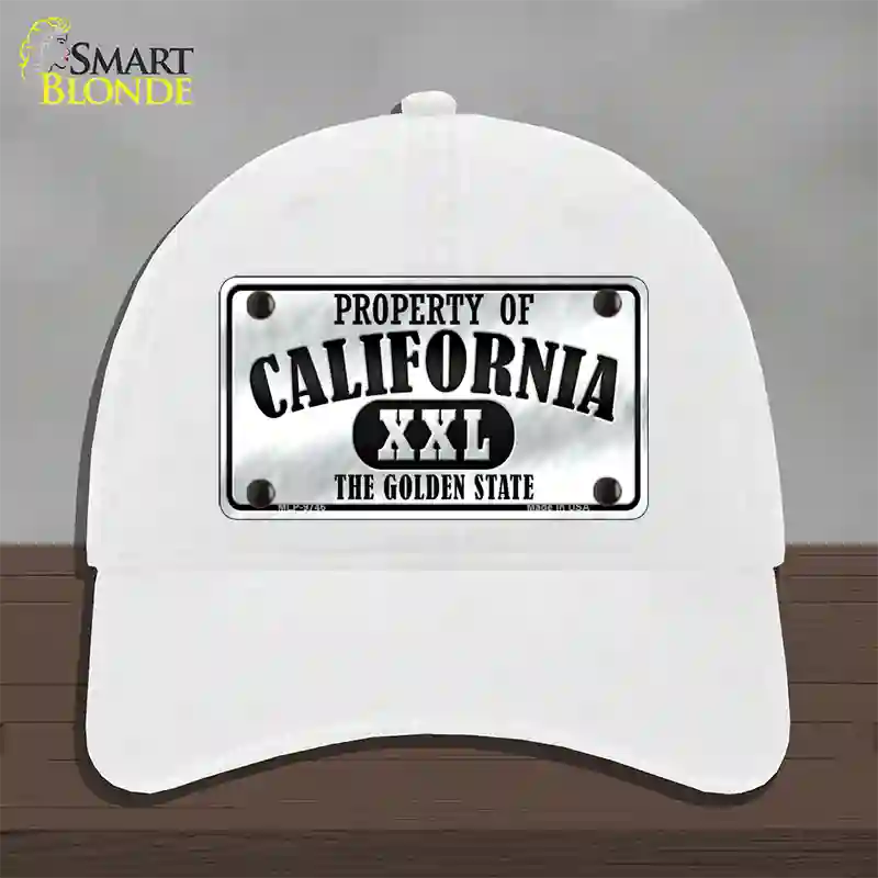 Property Of California Novelty License Plate Hat Unconstructed Cotton / White