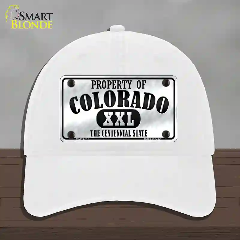 Property Of Colorado Novelty License Plate Hat Unconstructed Cotton / White