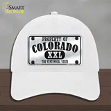 Property Of Colorado Novelty License Plate Hat Unconstructed Cotton / White