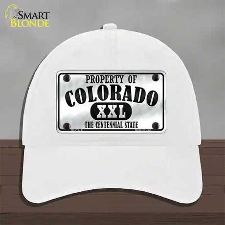 Property Of Colorado Novelty License Plate Hat Unconstructed Cotton / White