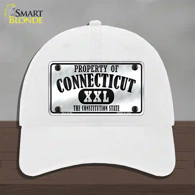 Property Of Connecticut Novelty License Plate Hat Unconstructed Cotton / White