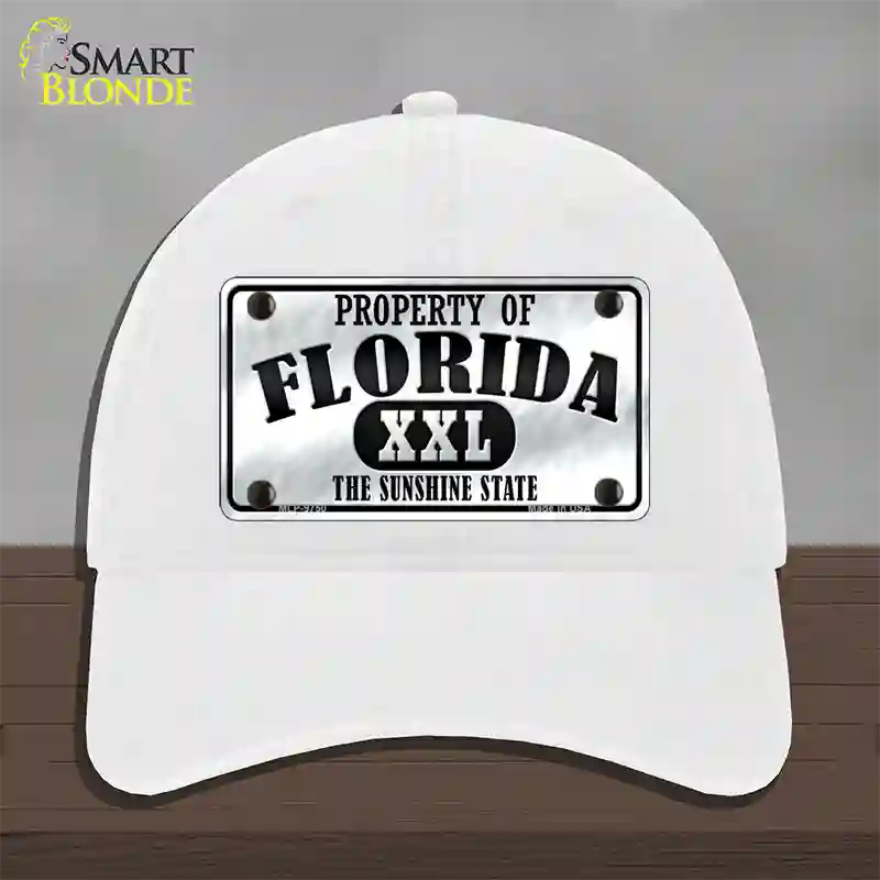 Property Of Florida Novelty License Plate Hat Unconstructed Cotton / White