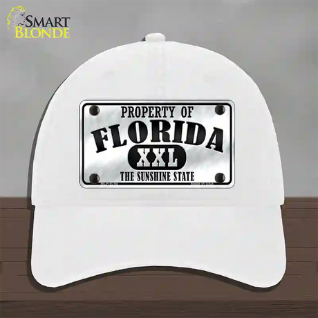 Property Of Florida Novelty License Plate Hat Unconstructed Cotton / White