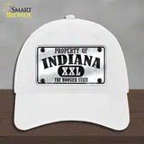 Property Of Indiana Novelty License Plate Hat Unconstructed Cotton / White