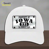 Property Of Iowa Novelty License Plate Hat Unconstructed Cotton / White