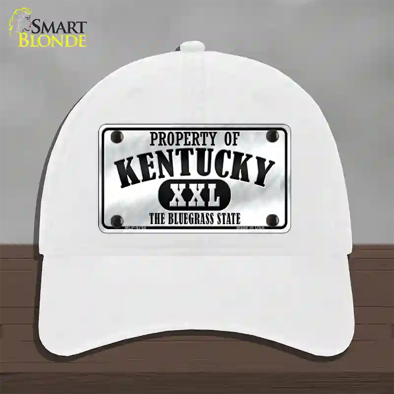 Property Of Kentucky Novelty License Plate Hat Unconstructed Cotton / White