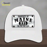 Property Of Maine Novelty License Plate Hat Unconstructed Cotton / White