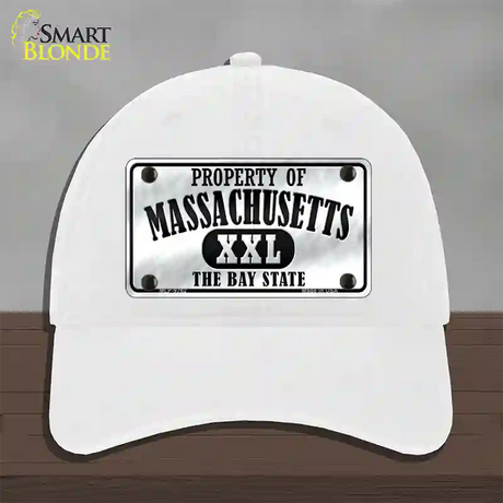 Property Of Massachusetts Novelty License Plate Hat Unconstructed Cotton / White