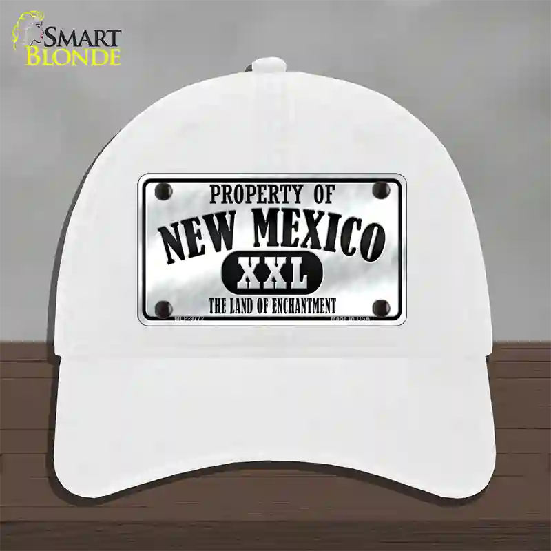 Property Of New Mexico Novelty License Plate Hat Unconstructed Cotton / White