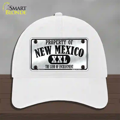 Property Of New Mexico Novelty License Plate Hat Unconstructed Cotton / White