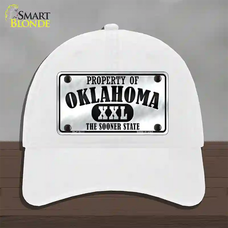 Property Of Oklahoma Novelty License Plate Hat Unconstructed Cotton / White