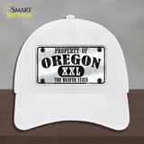 Property Of Oregon Novelty License Plate Hat Unconstructed Cotton / White