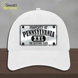 Property Of Pennsylvania Novelty License Plate Hat Unconstructed Cotton / White