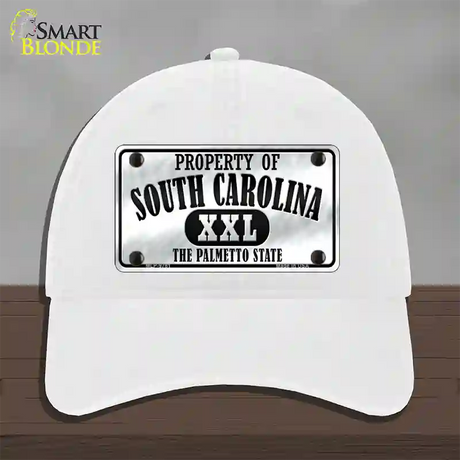 Property Of South Carolina Novelty License Plate Hat Unconstructed Cotton / White