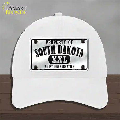 Property Of South Dakota Novelty License Plate Hat Unconstructed Cotton / White