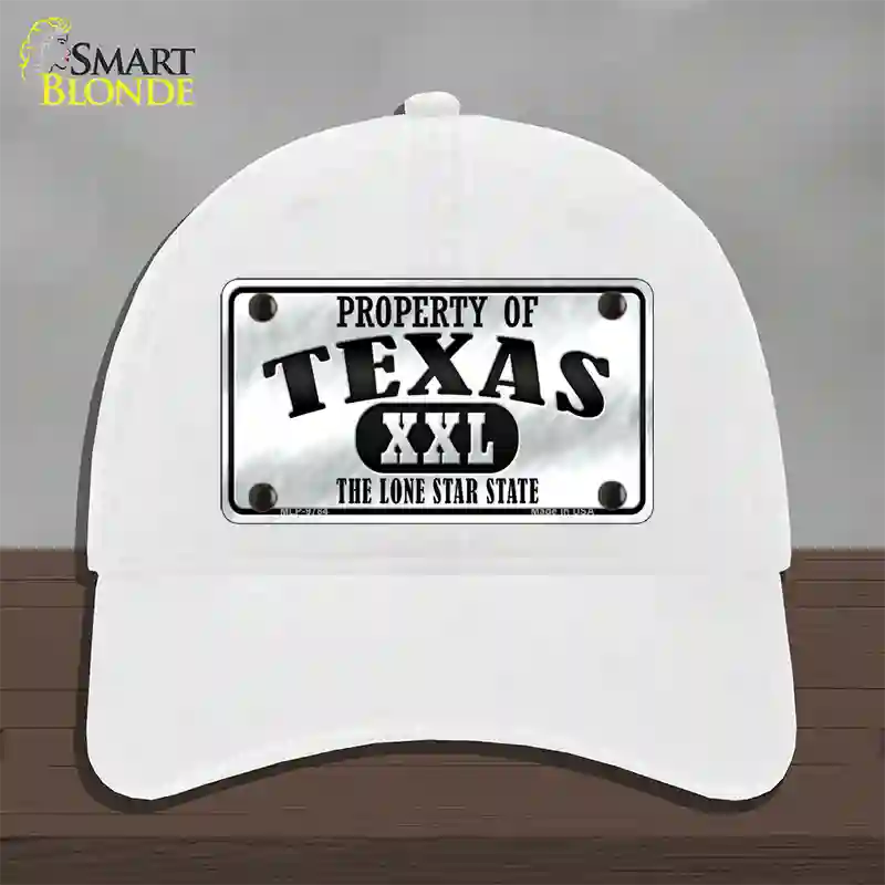 Property Of Texas Novelty License Plate Hat Unconstructed Cotton / White