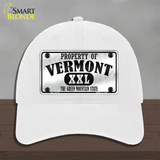 Property Of Vermont Novelty License Plate Hat Unconstructed Cotton / White