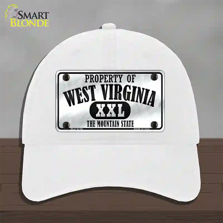 Property Of West Virginia Novelty License Plate Hat Unconstructed Cotton / White