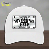 Property Of Wyoming Novelty License Plate Hat Unconstructed Cotton / White