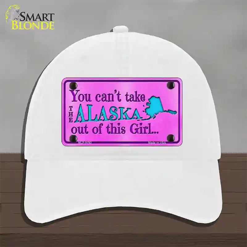 Alaska Girl Novelty License Plate Hat Unconstructed Cotton / White