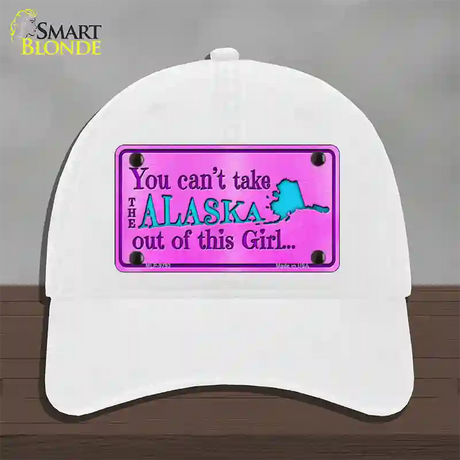 Alaska Girl Novelty License Plate Hat Unconstructed Cotton / White