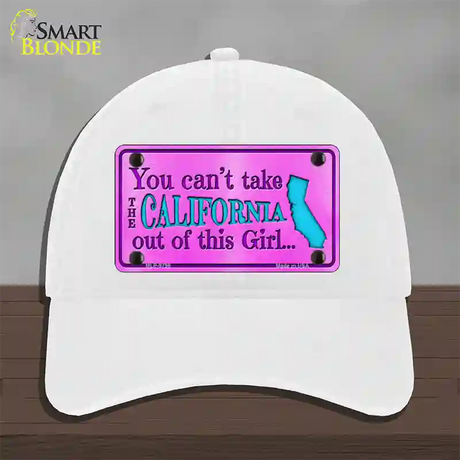 California Girl Novelty License Plate Hat Unconstructed Cotton / White