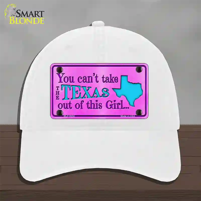 Texas Girl Pink Novelty License Plate Hat Unconstructed Cotton / White