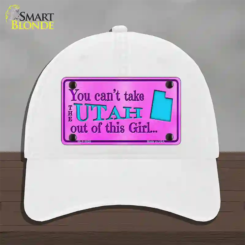 Utah Girl Novelty License Plate Hat Unconstructed Cotton / White